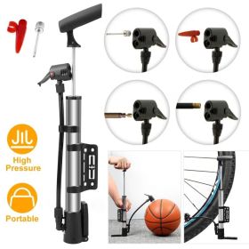 Mini Bike Pump Portable Bicycle Tire Inflator Ball Air Pump W/ Mount Frame For Mountain Road Bike (Option: BLACK)