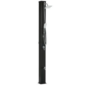 10.6 Gallons Solar Heated Shower with 360 Rotating Rainfall, Handheld Shower Head, Temperature Adjustment & Foot Shower, 2-Section Outdoor Showe (Option: Black-1140x430x210 mm)