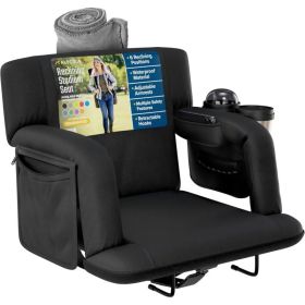 Alpcour Premium Reclining Stadium Seat For Bleachers With Back Support (Option: Black-21Wide)