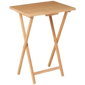 Indoor Single Folding TV Tray Table Natural L 19 x W 15 x H 26 inches. (Color: Natural)